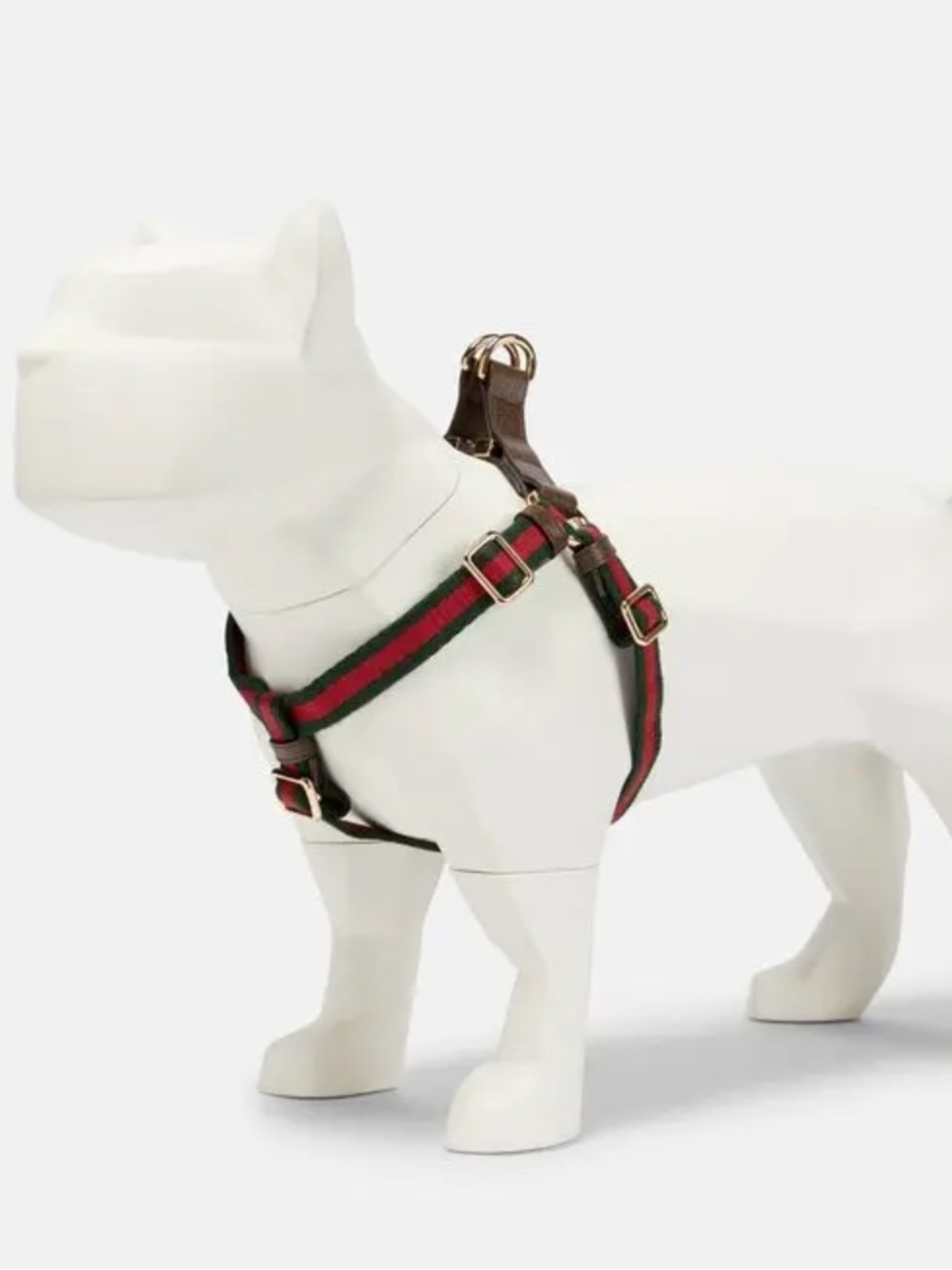 GUCCI Web Stripe S/M Faux Leather Dog Harness NEW